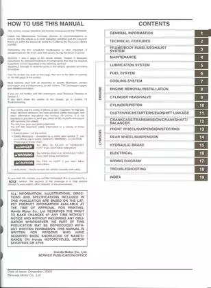 2004-2005 Honda Motor Corporation Ltd TRX450R, TRX450 service manual Preview image 2