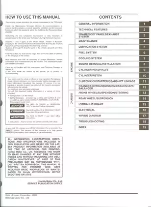 2004-2005 Honda Motor Corporation Ltd TRX450R, TRX450 repair manual Preview image 2