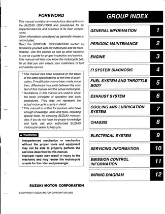 2003-2004 Suzuki GSX-R1000 repair manual Preview image 1