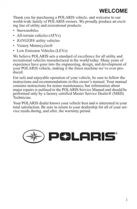 2013 Polaris Ranger XP 900 UTV owner´s manual Preview image 5