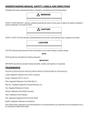 Polaris Ranger RZR 800 EFI Digital Service Manual (2011-2013) Preview image 2