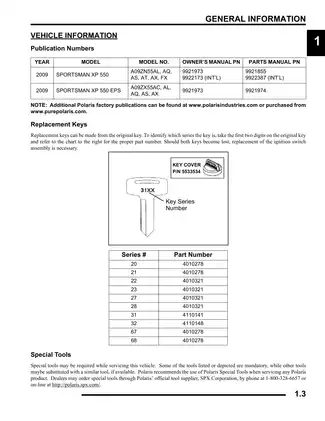 2009 Polaris Sportsman XP 550 Owner's Manual - Comprehensive Service Guide Preview image 3
