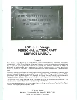 2001 Polaris SLH Virage service manual Preview image 2