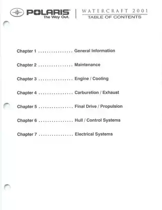 Polaris 2001 SLH & Virage Personal Watercraft Service Manual Preview image 4