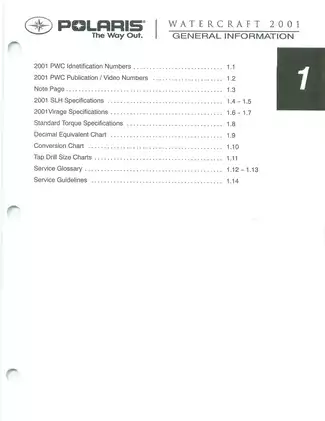 Polaris 2001 SLH & Virage Personal Watercraft Service Manual Preview image 5