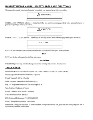 2008 Polaris Ranger RZR 800 UTV service manual Preview image 2