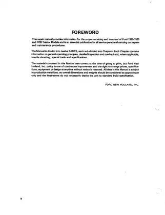 Ford New Holland 1320-1520 and 1720 Tractors Repair Manual Preview image 3