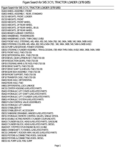 Preview: Ford 545 Tractor Parts List (1978–1985) Manual (P/N D5NN9424B)