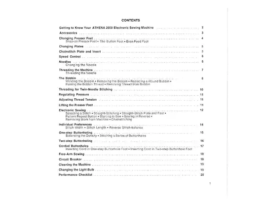 ATHENA 2000 Electronic Sewing Machine Service Manual Preview image 5