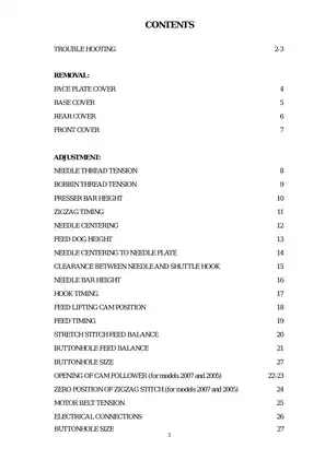 Comprehensive Service Manual for Eina Sewing Machines (2003, 2005, 2007) Preview image 2