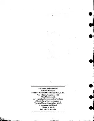 Yamaha YZF1000R Service Manual (1996) - Comprehensive Motorcycle Repair Guide Preview image 2