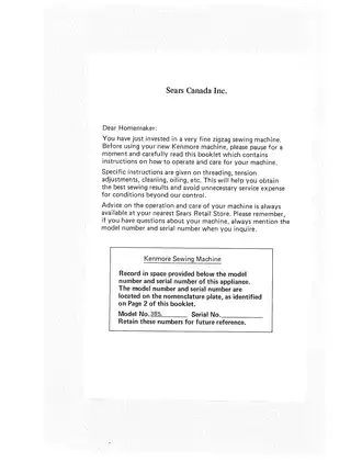Kenmore Zigzag Sewing Machine Manual - Model 385 - Complete Guide Preview image 2