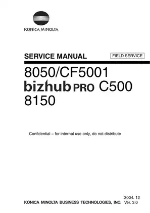 KONICA MINOLTA 8050/CF5001/C500/8150 Field Service Manual