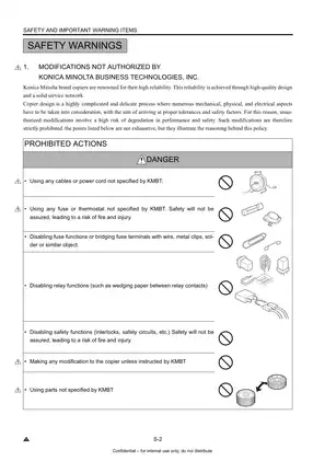 KONICA MINOLTA 8050/CF5001/C500/8150 Field Service Manual Preview image 4