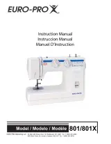 1998 EURO-PRO 801 / 801X Sewing Machine Instruction Manual (P/N Rev. 10/06) – preview page 1