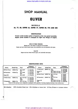 1954-1967 Oliver™ Super 66, Super 77, Super 88, 770, 880 row-crop tractor shop manual Preview image 3