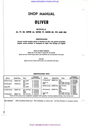 Oliver Tractor Series 66, 77, 88, 770, 880 Shop Manual and Service Guide Preview image 3