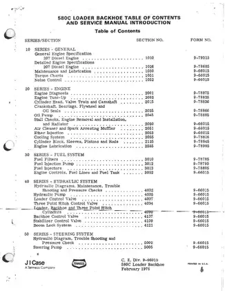 Case 580C, loader backhoe  service manual Preview image 2