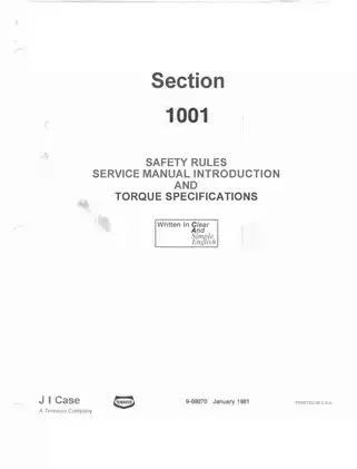Comprehensive Service Manual for Case Backhoe 580D (1981)