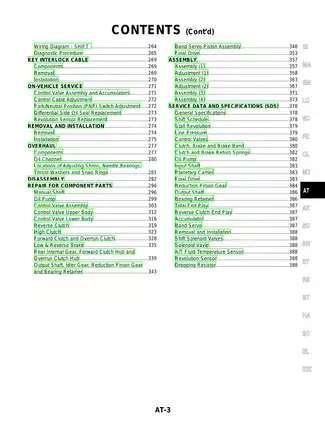 2001 Nissan Sentra XE, SE, GXE Automatic Transaxle Section (AT) manual Preview image 3