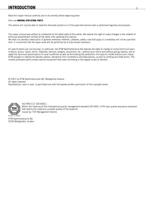 KTM 450/525 XC ATV Repair Manual (2008 Models) Preview image 3