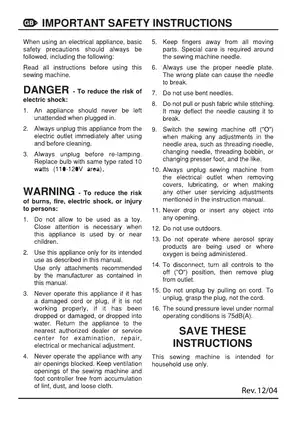 Euro Pro 7133 sewing machine manual Preview image 3