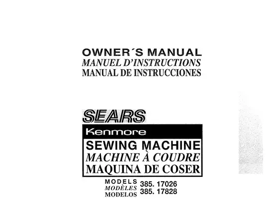 Kenmore 385.17026, 385.17828 sewing machine owner´s manual Preview image 1