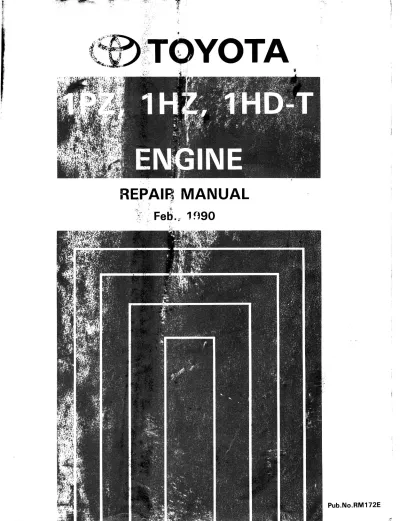 Preview: 1990 Toyota 1PZ, 1HZ, 1HD-T Engine Repair Manual (P/N RM172E)