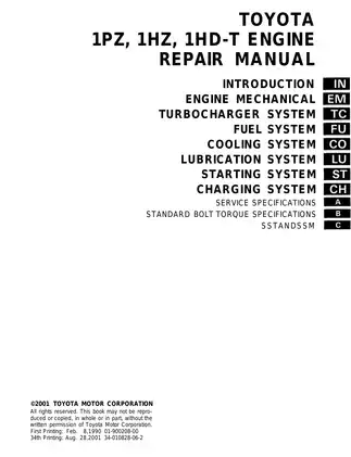 1990 Toyota Land Cruiser Coaster 1PZ, 1HZ, 1HD-T, 1HDT diesel engine repair manual Preview image 4