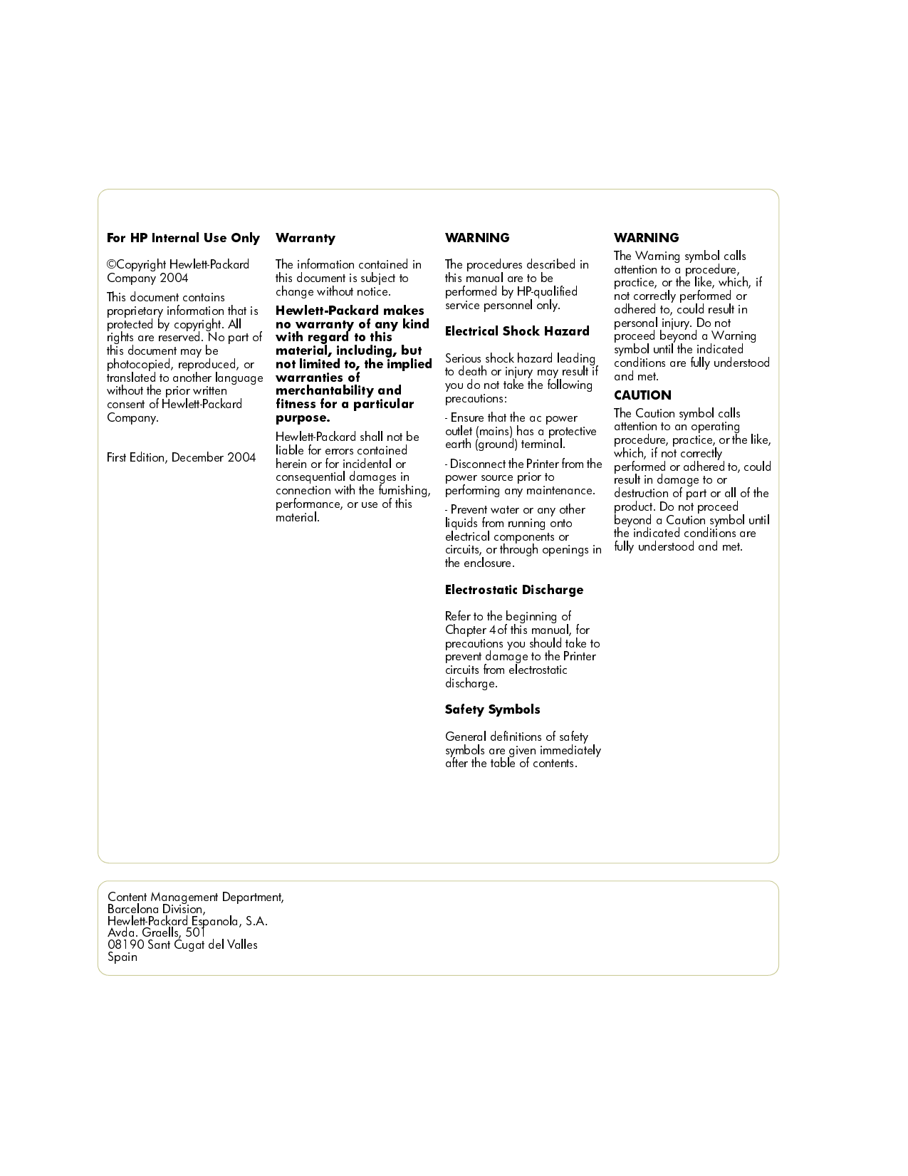 HP DesignJet 4000, 4020 large-format printer service guide Preview image 2