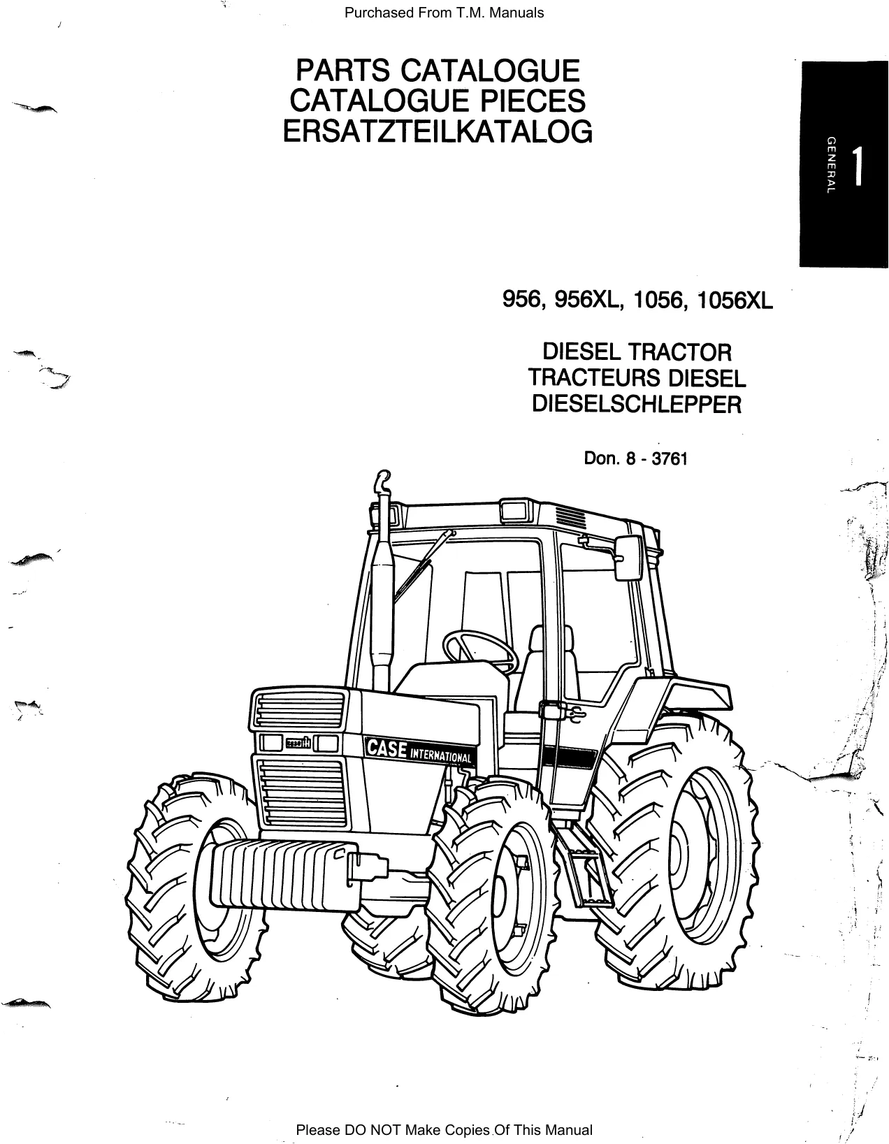 Case IH 956 & 1056XL Diesel Tractor Parts Manual Preview image 3