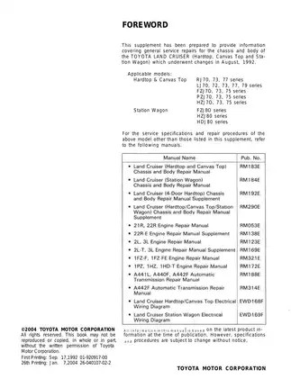 Toyota Land Cruiser RJ70 RJ73 RJ77 LJ70 LJ72 LJ73 LJ77 LJ79 FZJ7O FZJ73 FZJ75 PZJ70 PZJ73 PZJ75 HZJ7O HZJ73 HZJ75 repair manual Preview image 3