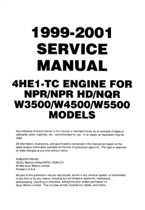 1999-2001 IsuzuCHEVY GMC NPR, HD NQR, W3500, W4500, W5500, 4HE1-TC engine service manual Preview image 4