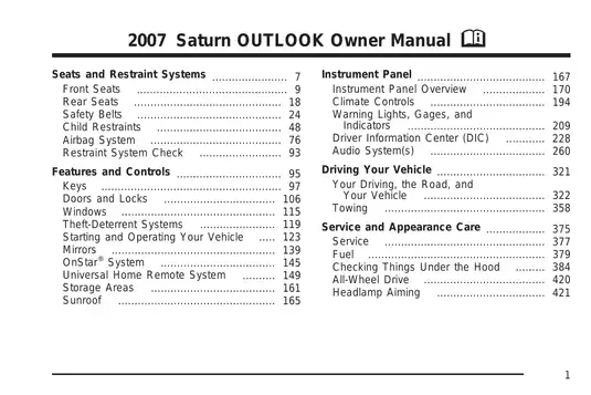 2007 Saturn Oulook owner manual