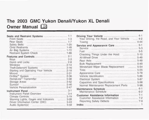 2003 GMC Yukon Denali Owner Manual Preview image 2