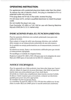 MyLock 204D Instruction Manual - Comprehensive Guide for Safe Sewing Machine Operation Preview image 2