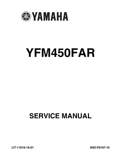 Preview: 2003–2006 Yamaha YFM450FAR Kodiak 450 Service Manual (P/N LIT-11616-16-01)