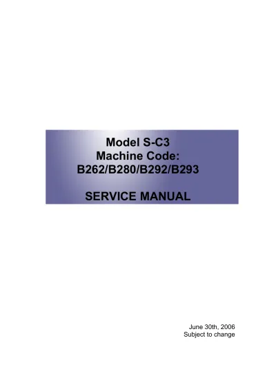 Ricoh B262/B280/B292/B293 Copier 2006–2010 Service Manual OEM (P/N  S-C3)