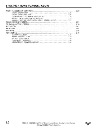 2012-2013 Polaris Victory Cross Roads Classic, Cross Country, Cross Country Tour, Hard-Ball service manual Preview image 3