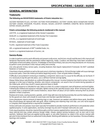 2012-2013 Victory Cross Roads / Cross Country Service Manual - Essential Guide for Owners Preview image 4