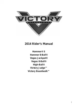 2014 Victory Hammer S 8 Ball Vegas Jackpot 8 Ball Judge Boardwalk owners manual