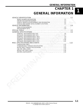2013 Polaris Ranger RZR / RZR S / RZR 4 Service Manual and Repair Guide