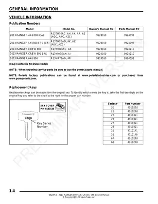 2013 Polaris Ranger 800 4X4 / Crew / 6X6 Service Manual - Comprehensive Guide Preview image 4