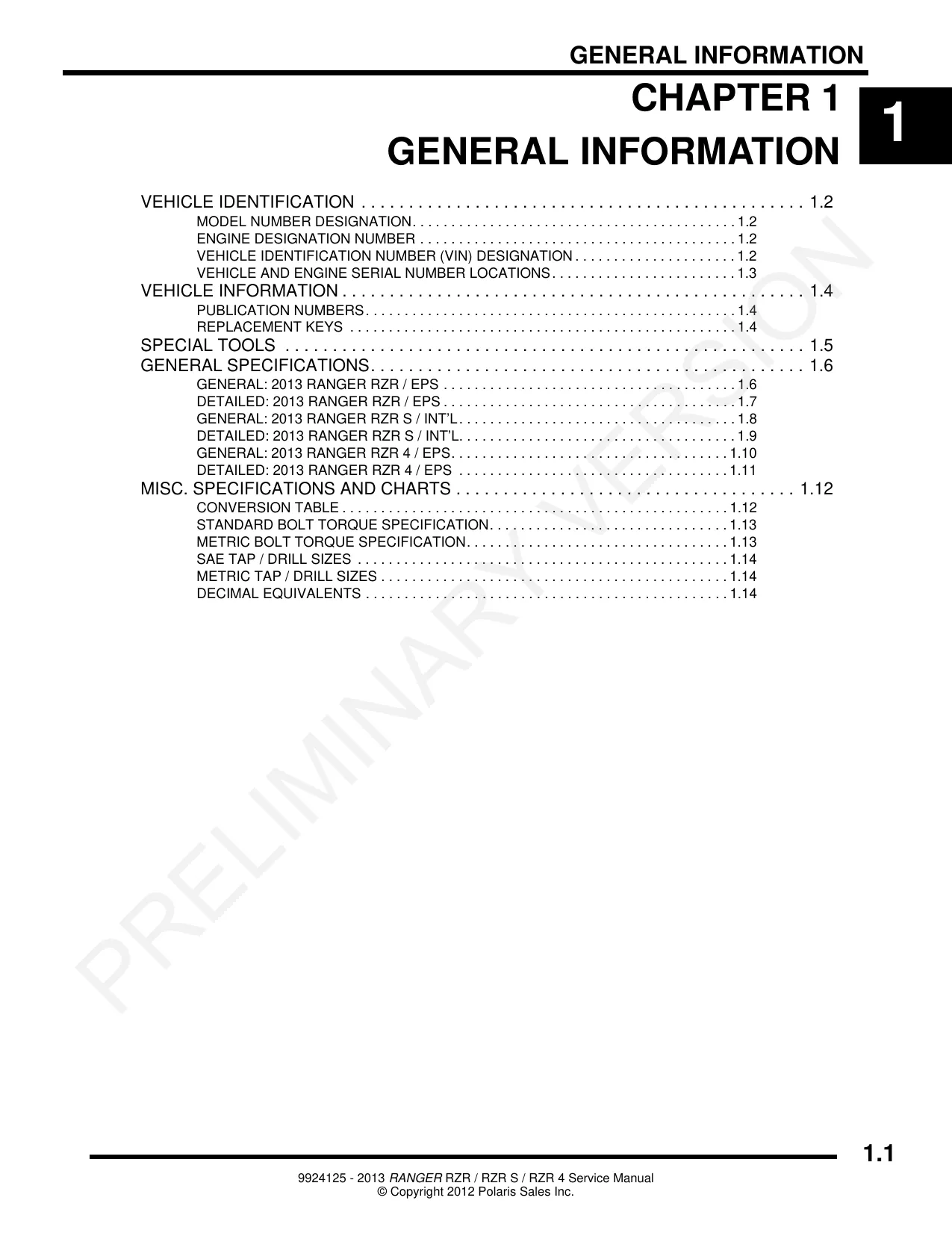 2013 Polaris Ranger RZR 800, RZR-S, RZR-4 repair manual