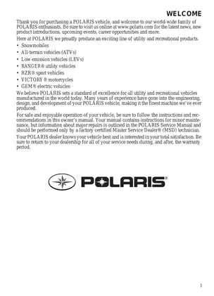 2014 Polaris Ranger 800 EFI, 800 EPS Midsize owners manual Preview image 3