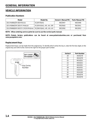 2013 Polaris Ranger 400 4x4 EFI UTV repair manual Preview image 4