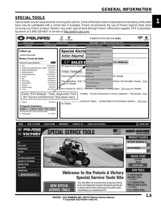 2013 Polaris Ranger 400 4x4 EFI UTV repair manual Preview image 5