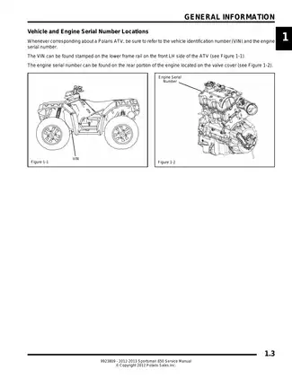 2012-2013 Polaris Sportsman 850 Service Manual Preview image 3