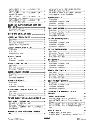 2009 Nissan Murano Z51 Automatic Drive Positioner manual Preview image 2