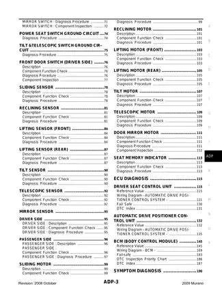 2009 Nissan Murano Z51 Automatic Drive Positioner manual Preview image 3